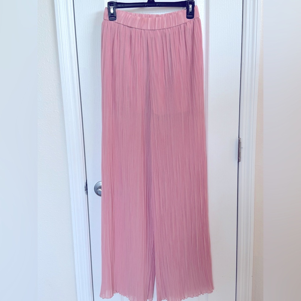 ZARA Wide Leg Palazzo Pants Blush Pink Size Small